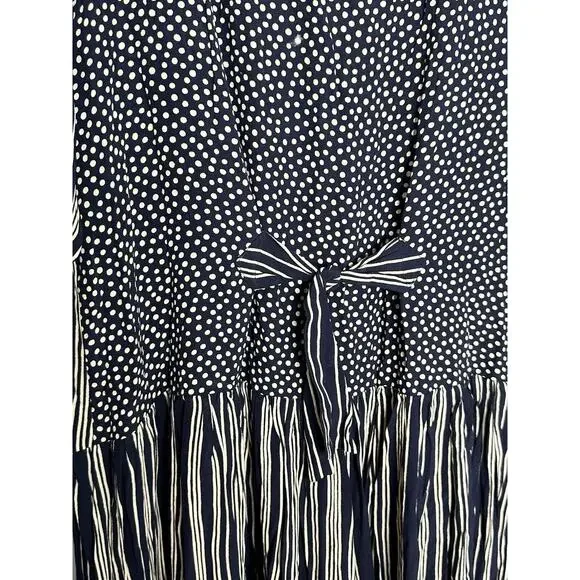 Vintage Romeo Romeo Rayon USA Button Stripe Long Sleeve Maxi Dress Size Large - Picture 4 of 7